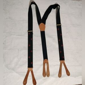 Men's Suspenders Adjustable Black Abstract Textured Straps Formal